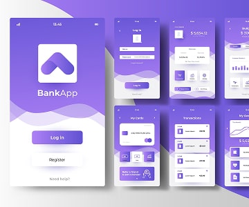 Examples of design of the banking app